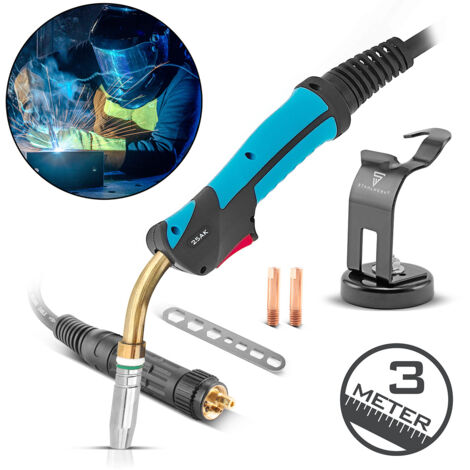 STAHLWERK AK25/MB25 juego de antorcha de soldadura con soporte - paquete de manguera de 3 metros, accesorios profesionales para soldadoras de gas inerte MIG/MAG con conexión central Euro (1/5)