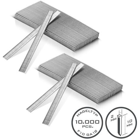 STAHLWERK clavos neumáticos 10 mm calibre 18 (1,25 x 1,05 mm) 2 mm cabeza juego de 10.000 (1/5)