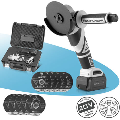 STAHLWERK Amoladora angular sin cable y sin escobillas AWS-20 ST 20V/4Ah, 0 - 7500 min-1
