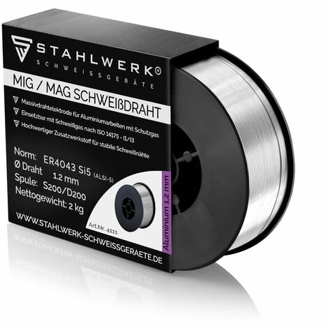 STAHLWERK MIG MAG premium alambre de soldadura de aluminio / rollo de alambre ER4043 Si5 1,2 mm S200/D200 2 kg para la soldadura de aluminio con gas de protección