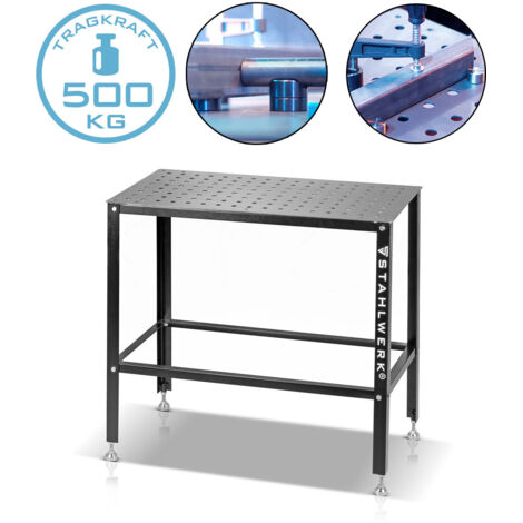 Mesa de soldadura STAHLWERK 500 kg de capacidad de carga y encimera de 3 mm 91,5 x 46 x 90 cm
