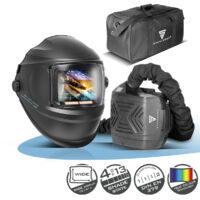 STAHLWERK Casco de soldadura automático 3 en 1 BOOSTER AIR – Casco de soldador suministro de aire fresco, sistema PAPR, True Colour, memoria, oscurecimiento automático DIN 4-13, clase óptica 1/1/1/2