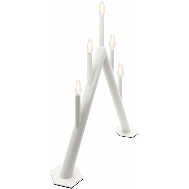 LED Kerzenbrücke 47 cm weiß 5 flammig mit Doppeltimer elektrisch