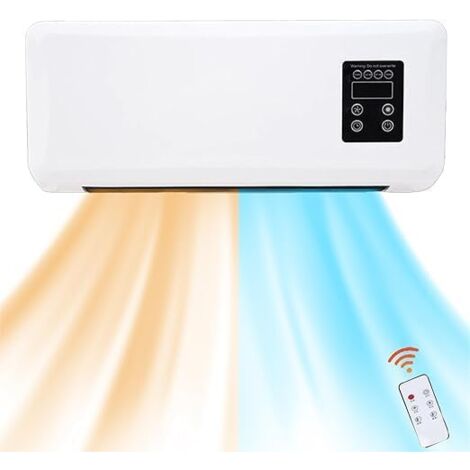 Termoconvettore Elettrico da Parete 1500W con Display LED e Telecomando - Funzione Aria Calda/Fredda Temperatura Regolabile, Timer, Design Compatto ed Efficiente per Casa Ufficio 45x12x20