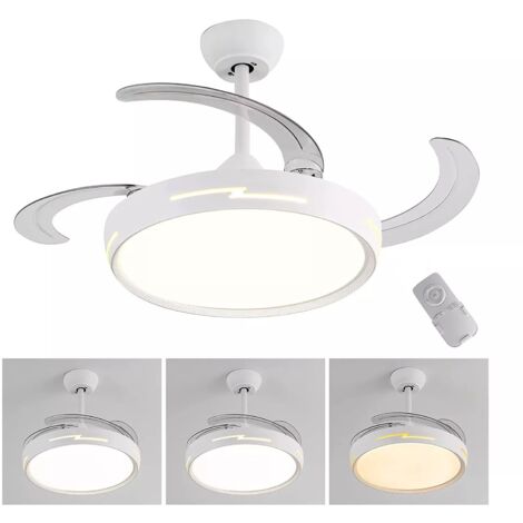 Ventilatore Da Soffitto Con Luce Pale Scomparsa 72W Lampadario Sospensione con Telecomando incluso Regolabile 3000K 4000K 6500K