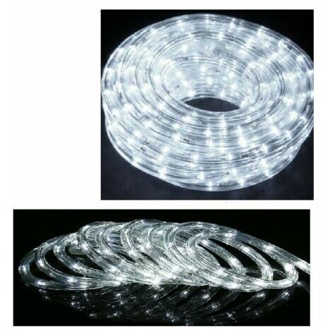 Kit 5mt Striscia Strip Flex Led Bobina Neon Flessibile Tubo Esterno  +Alimentatore Bianco Freddo