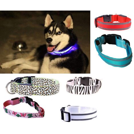 Collare notturno con luce LED per cani taglia XL Animali Cani Collari e guinzagli Collari Rosso 
