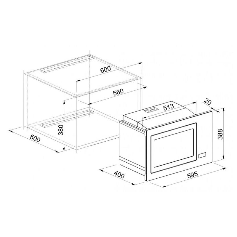 Forno Microonde con Grill da Incasso 60 cm Altezza 38 cm 25 Litri Nero Beko  ex MGB25333BG - BMGB25333BG