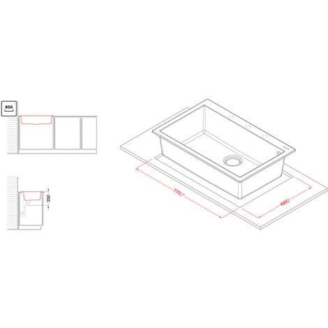 Lavello Elleci Incasso 1 vasca 79x50 Quadra 130 Granitek Bianco LGQ13068