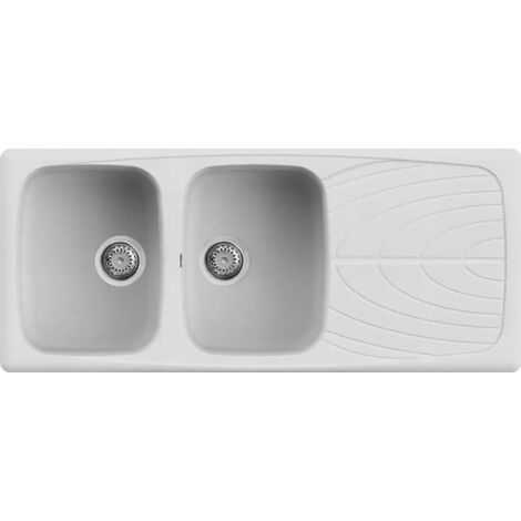 Lavello Elleci Incasso 2 vasche 116x50 Master 500 Granitek Bianco LGM50068