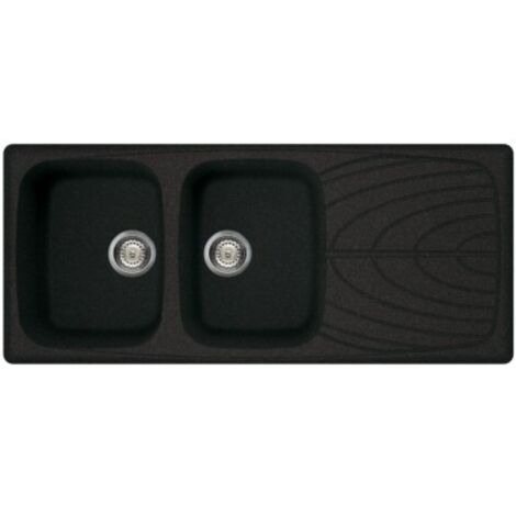 Lavello Elleci Incasso 2 vasche 116x50 Master 500 Granitek Nero Pietra LGM50054