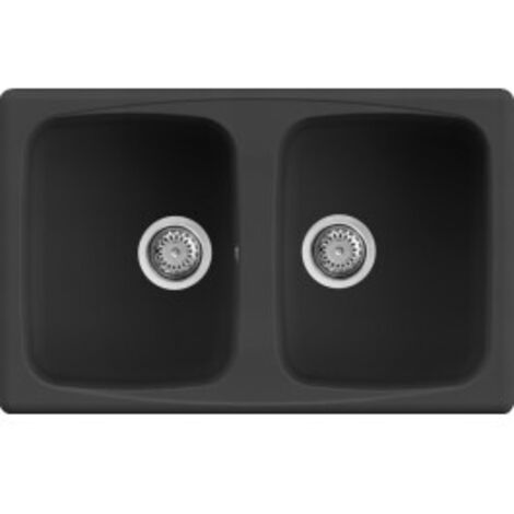 Lavello Elleci Incasso 2 vasche 79x50 Master 350 Granitek Nero Full Black LGM35040