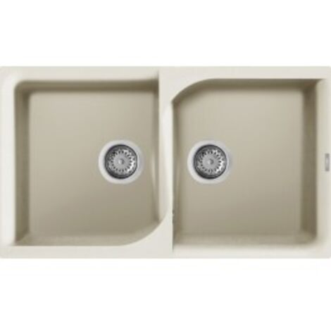 Lavello Elleci Incasso 2 vasche 86x50 Ego 450 Granitek Bianco Antico LGE45062