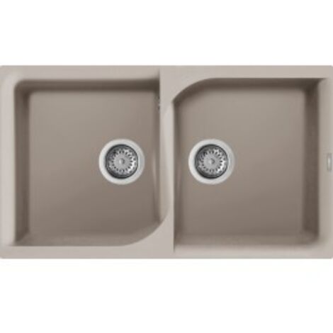 Lavello Elleci Incasso 2 vasche 86x50 Ego 450 Granitek Grigio Tortora LGE45043
