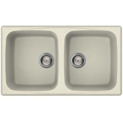 Lavello Elleci Incasso 2 vasche 86x50 Master 450 Granitek Bianco Antico LGM45062