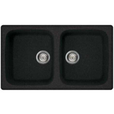 Lavello Elleci Incasso 2 vasche 86x50 Master 450 Granitek Nero Pietra LGM45054