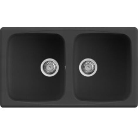 Lavello Elleci Incasso 2 vasche 86x50 Master 450 Granitek Nero LGM45040
