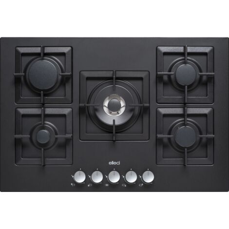 Piani cottura da incasso elleci Plano 75 TCC 5 fuochi Granitek 40 Nero PGSP75140CS
