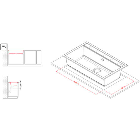 Lavello Elleci Incasso 1 vasca 86x51 Best 360 Bundle Granitek Antracite LGB36059K2