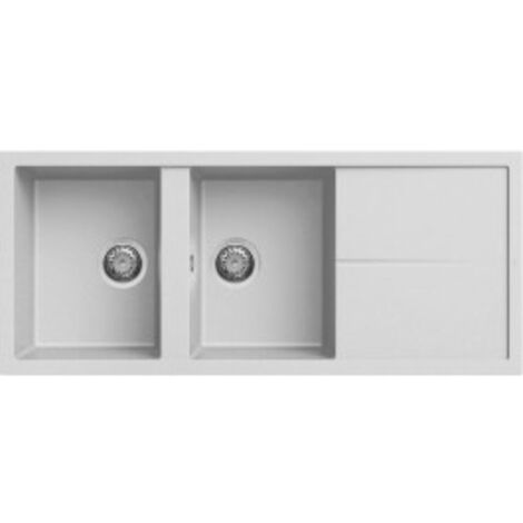 Lavello Elleci Incasso 2 vasche 116x50 Unico 500 Granitek Bianco LGU50068