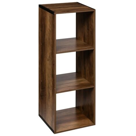 Étagère De Rangement En Bois Naturel – 3 Cases, Dimensions 34,5x32x67 Cm – Modulable Et Empilable