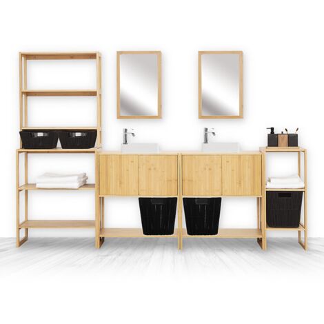 Meuble Lavabo En Bambou Marron Five