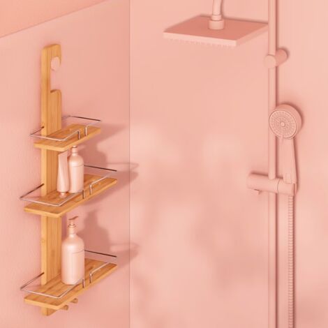 Serviteur de douche en bambou sur 3 niveaux Marron Foncé L. 31xP. 12xH. 70 cm