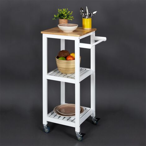 Desserte A Roulettes 37x45x84 Blanc Home Deco Factory