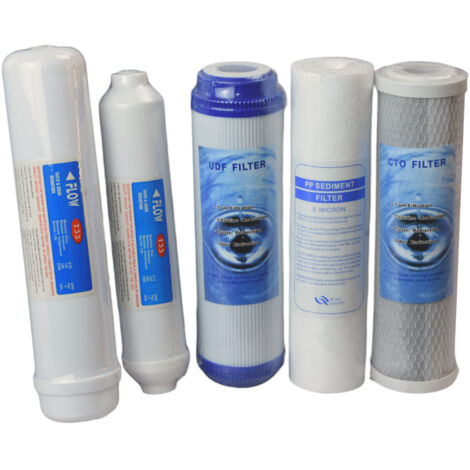 FILTRI DEPURATORE 5 STADI KIT RICAMBIO TAGLIANDO SOSTITUZIONE SISTEMA FILTRAZIONE CARBONI ATTIVI SEDIMENTI NW-PR305