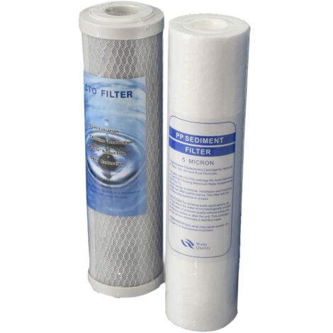KIT DUE CARTUCCE FILTRI SISTEMA FILTRAZIONE ACQUA 10" SEDIMENTI + CARBONI