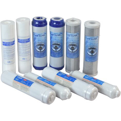 2x KIT CINQUE CARTUCCE ( 10 PEZZI ) FILTRO SISTEMA FILTRAZIONE ACQUA SEDIMENTI + CARBONI ATTIVI 10" 5 μ (1/5)