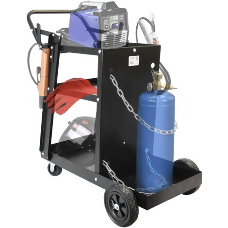 CARRELLO PORTA SALDATRICE STAZIONE MOBILE DI SALDATURA CARRELLO DA OFFICINA RIPIANI METALLO
