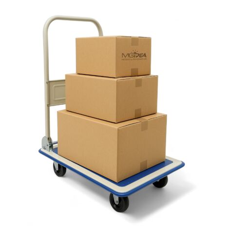 CARRELLO PIANALE MAGAZZINO PIEGHEVOLE TRASPORTO MERCE SCATOLE CARICO 150 KG MANICO RUOTE GIREVOLI (1/5)