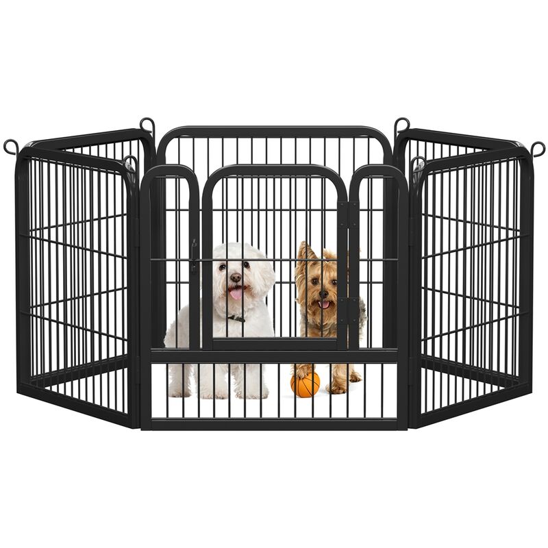 Yaheetech Metal 6 Panels Pet Playpen Dog Exercise Barrier 63cm W x 63cm H Black