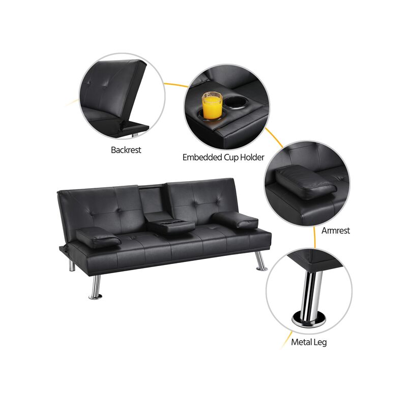 White Faux Leather Click Clack Sofa Bed Matttroy