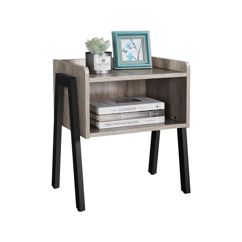 Yaheetech Tall End Table Accent Table, 30 in Industrial Side Table with  Strong Wooden Shelves-Gray