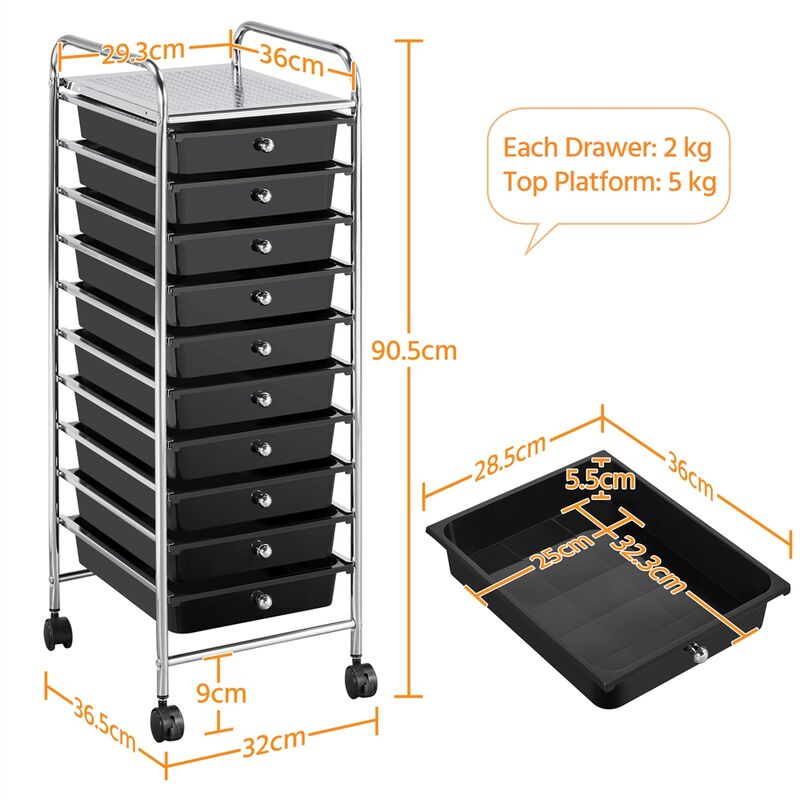 Yaheetech 20 Drawers Rolling Storage Cart Mobile Storage Bin Trolley, White