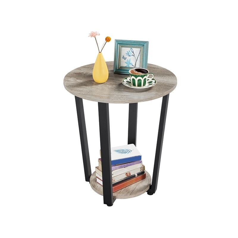 Yaheetech Tall End Table Accent Table, 30 in Industrial Side Table with  Strong Wooden Shelves-Gray