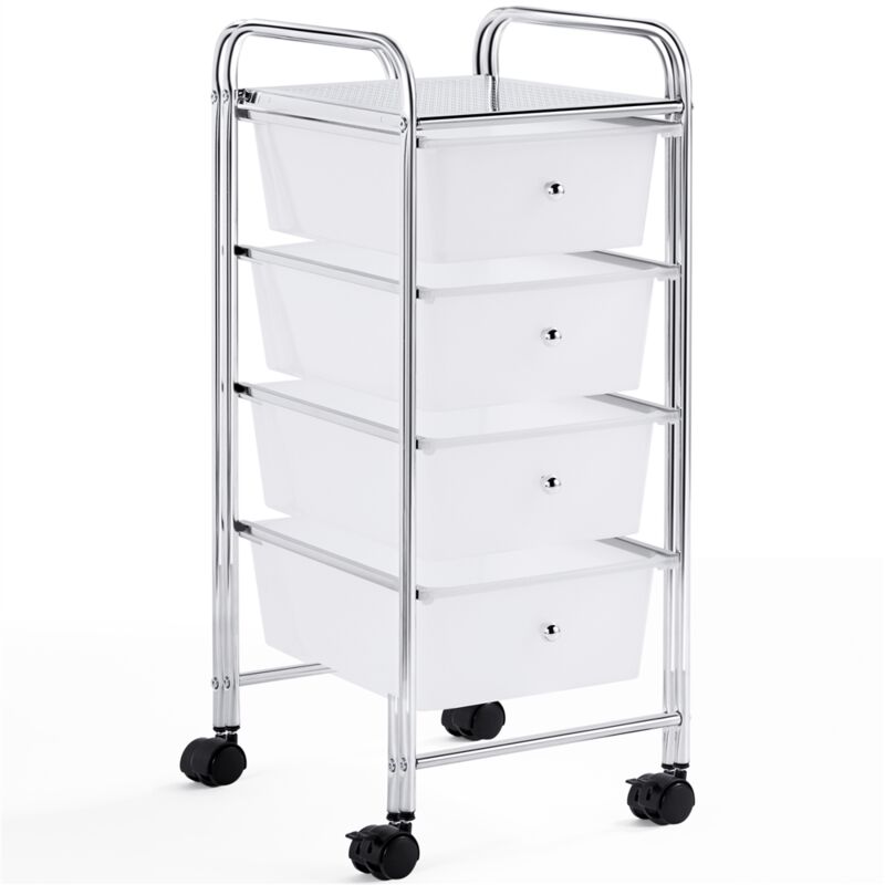 Yaheetech 4 Drawers Rolling Storage Cart and Organizer Metal Frame Plastic  Storage Bins with Drawers Plastic Trolley Organizer on Wheels Plastic Craft