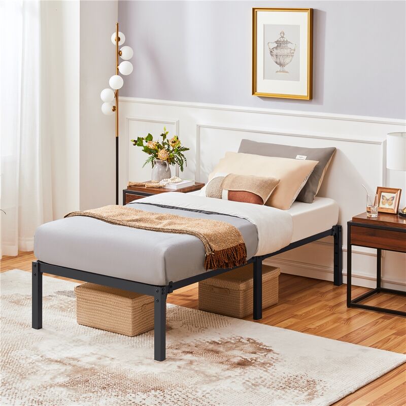 Yaheetech 3ft Single Metal Platform Bed Frame 41.5 cm Height Black