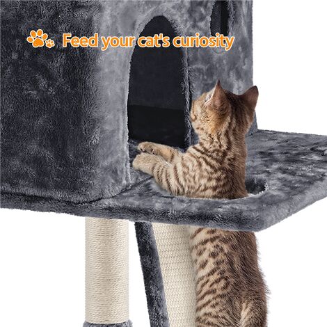 Yaheetech 76.5-inch Large Cat Tree, Cat Tower with 3 Condos, Dark Gray