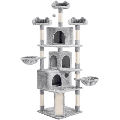 Yaheetech 76.5-inch Large Cat Tree, Cat Tower with 3 Condos, Light Gray