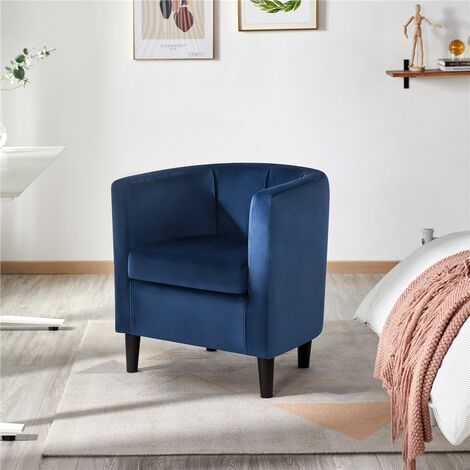 Yaheetech Barrel-shaped Chair Accent Arm Chair, Blue