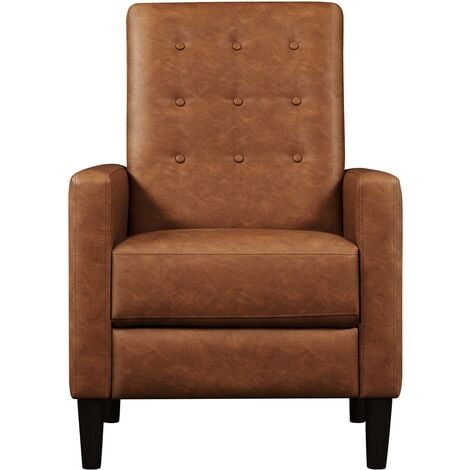 Yaheetech Faux Leather Recliner Chair Adjustable Back & Footrest, Brown
