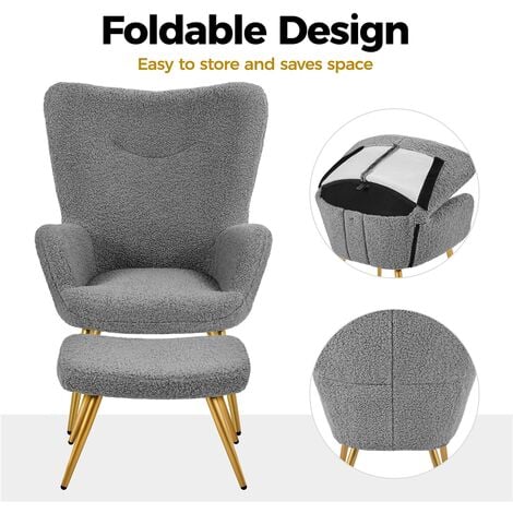 Yaheetech Accent Chair and Ottoman Set, Gray