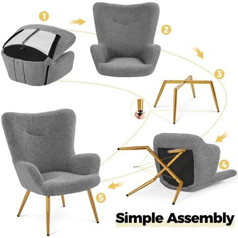 Yaheetech Accent Chair and Ottoman Set, Gray
