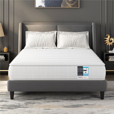 Yaheetech 4ft6 Double Bed Mattress Springs Mattress Medium Soft Mattress,19cm Height, White
