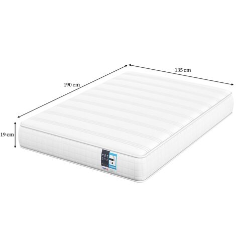 Yaheetech 4ft6 Double Bed Mattress Springs Mattress Medium Soft Mattress,19cm Height, White