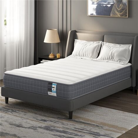 Yaheetech 4ft6 Double Bed Mattress Springs Mattress Medium Soft Mattress,19cm Height, Gray