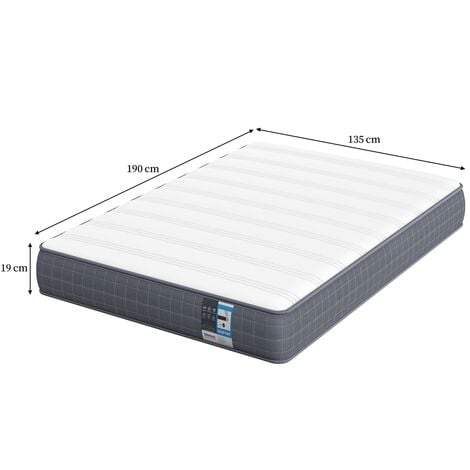 Yaheetech 4ft6 Double Bed Mattress Springs Mattress Medium Soft Mattress,19cm Height, Gray